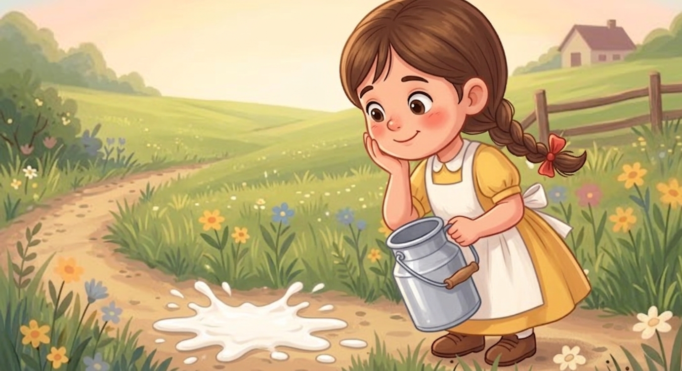 Cô bé nhìn bình sữa đã cạn và khẽ thở dài. Nhưng rồi cô mỉm cười và tự nhủ: "Ồ, mình mải m…