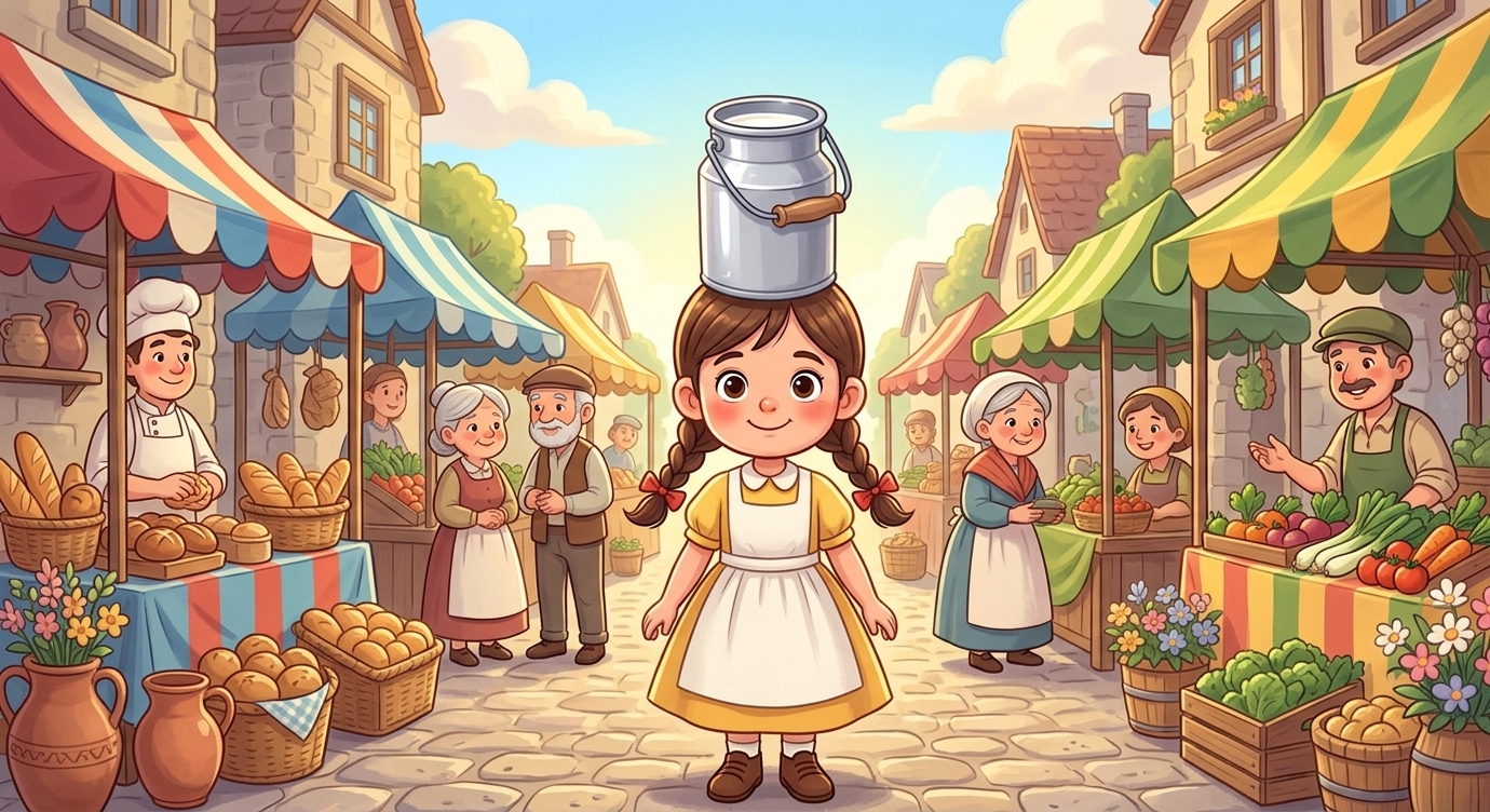 Ngày hôm sau, cô bé lại đội bình sữa lên đầu, nhưng lần này cô đi thật vững vàng và chăm c…