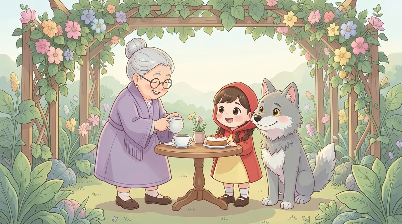 Bà từ vườn rau bước vào, cười hiền: "Đói thì cứ nói, bà mời!" Cả nhà ngồi ăn bánh dưới già…