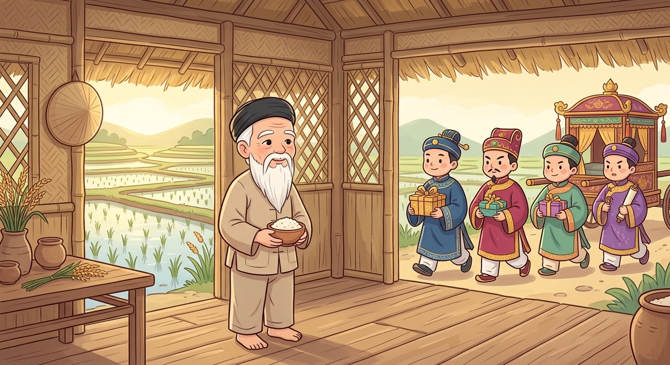 Các hoàng tử vội vã lên rừng xuống biển tìm của ngon vật lạ. Chỉ có hoàng tử Lang Liêu là…