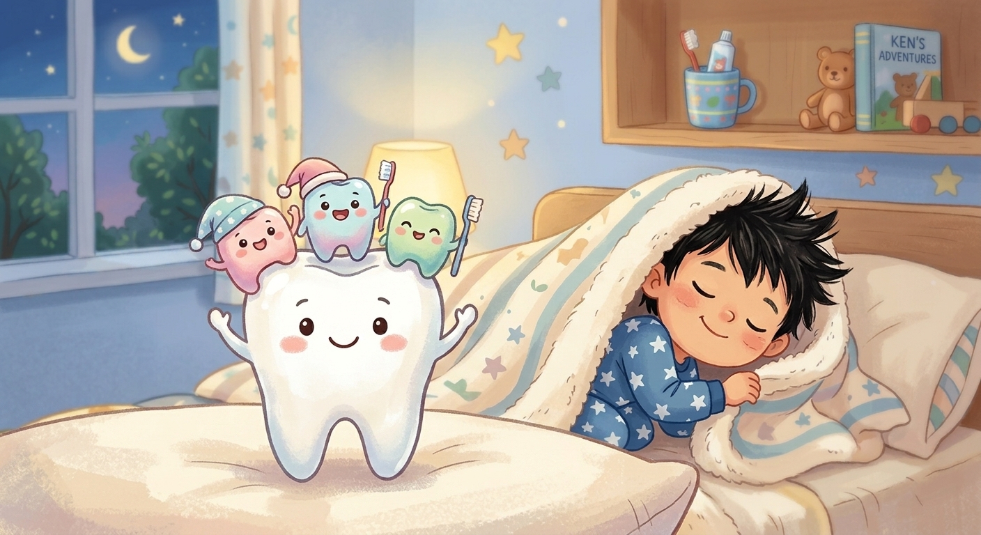 Nhưng Ken không biết một bí mật nhỏ xíu. Khi bé không đánh răng, mấy bạn Vi Khuẩn Sâu Răng…