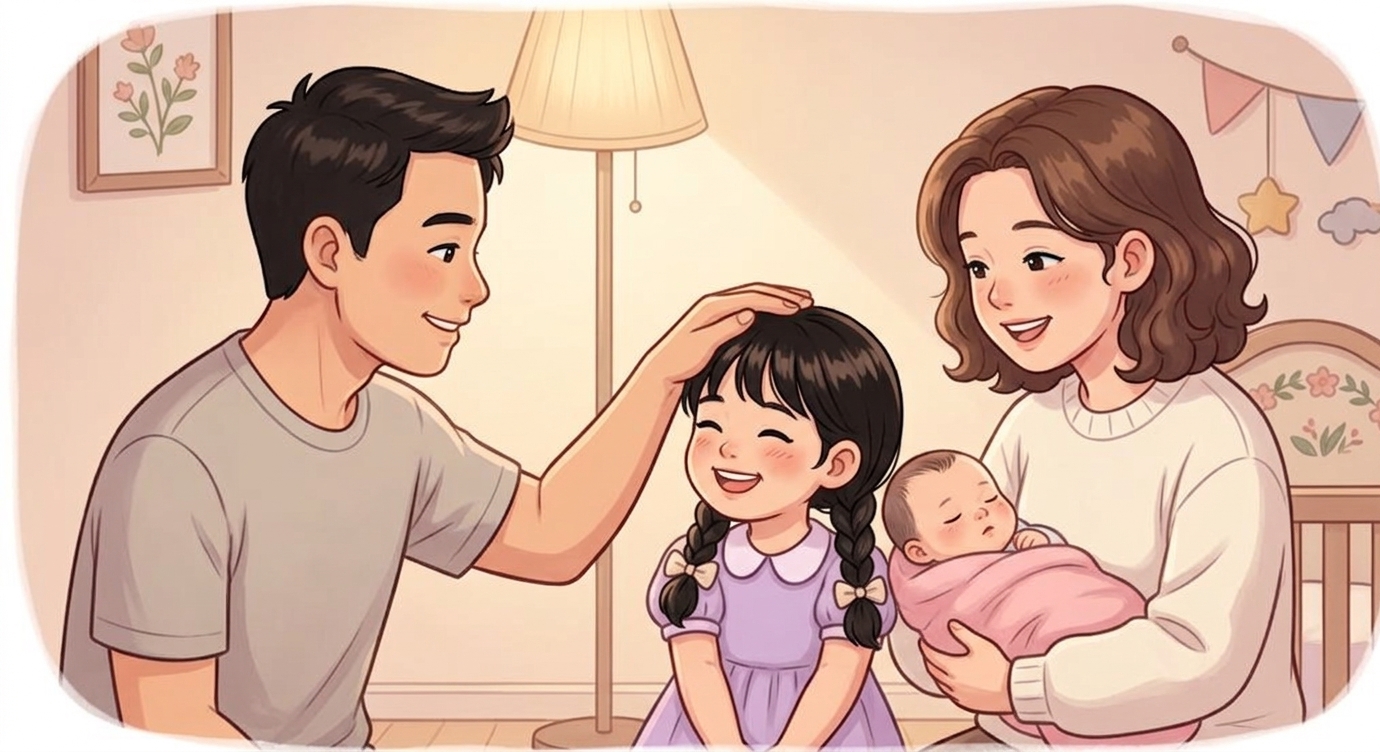 Bố xoa đầu Bông: "Chị Bông giỏi quá, em thương chị lắm đấy." Bông chợt hiểu ra một điều th…