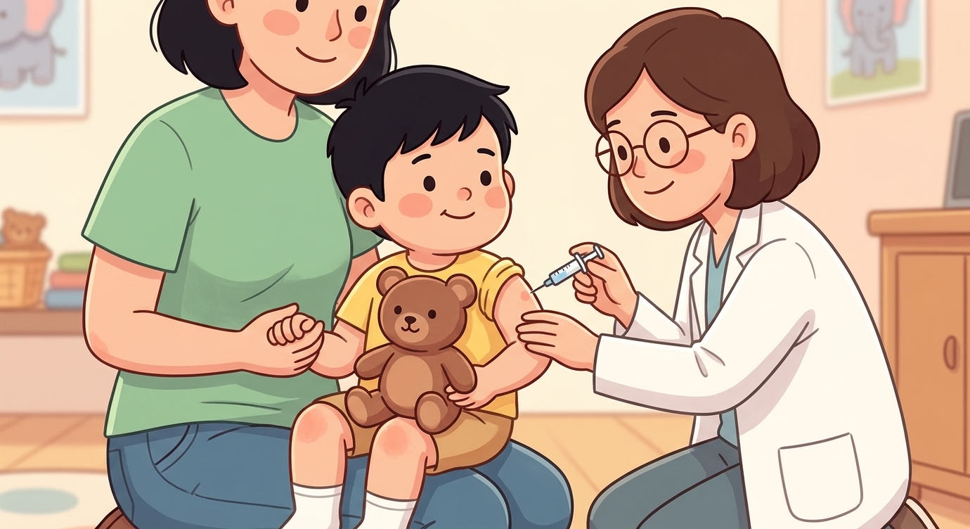 "Bây giờ con tiêm một mũi nhỏ để cơ thể thật khỏe nhé," bác sĩ nói dịu dàng. "Nó chỉ như c…