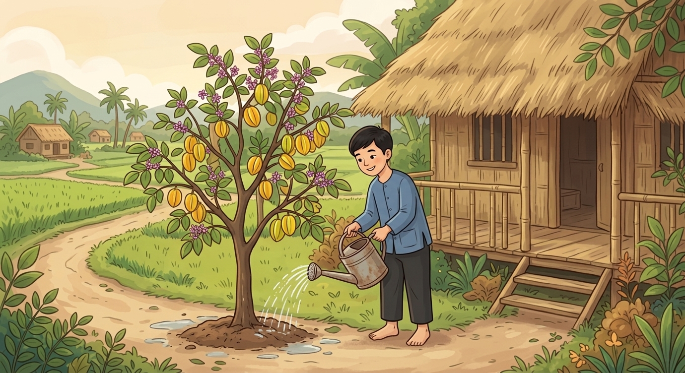 Người em không buồn giận. Ngày ngày anh tưới nước, nhổ cỏ cho cây khế. Chẳng bao lâu, cây…