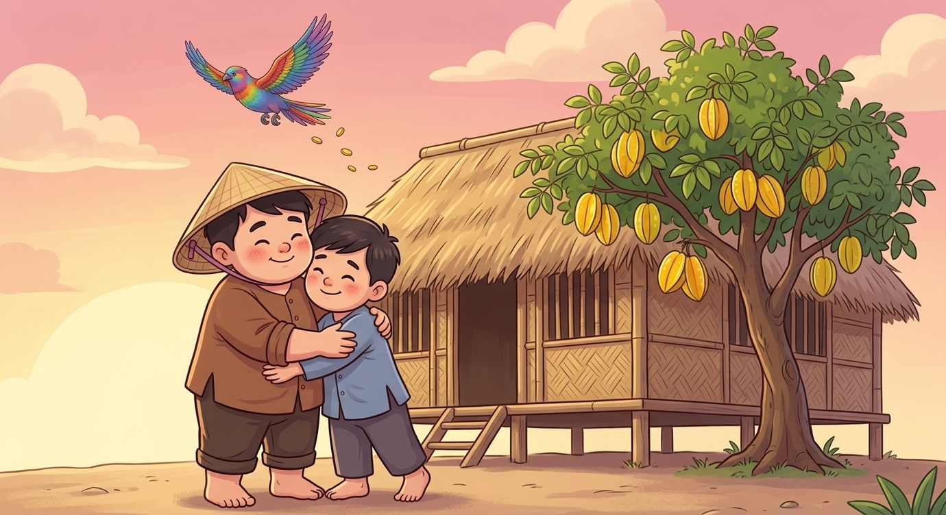 Chim đưa người anh về nhà an toàn. Anh ngồi thở phào, hiểu ra rằng tham lam chỉ mang lại r…