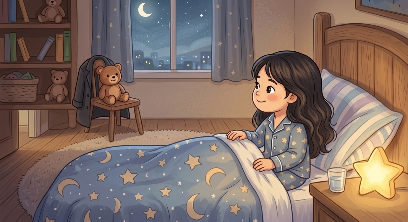"Bóng tối là chiếc chăn êm của bầu trời," mẹ nói khẽ. "Nó nhẹ nhàng đắp cho cả thành phố n…